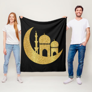 Ramadan Kareem Golden Helal Fleece Blanket