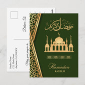 Ramadan Kareem Golden Islamic Patterns Postkarte (Vorne/Hinten)