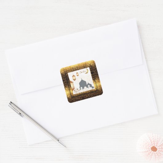 Ramadan Kareem golden Quadratischer Aufkleber (Umschlag)