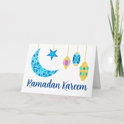Ramadan Kareem Grüße mit Fanoos und Moon Karte (Vorderseite)