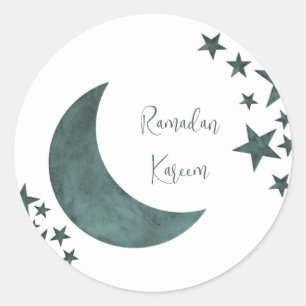 Ramadan Kareem Halbmond Islam Mubarak Stars Postca Runder Aufkleber