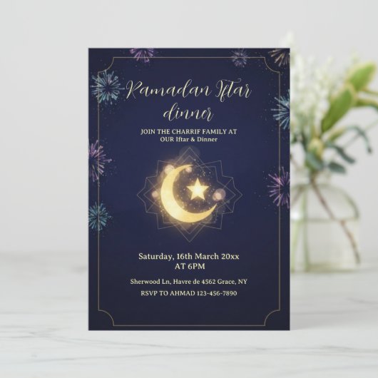 Ramadan Kareem Iftar-Abendparty-Einladung Einladung (Stehend Vorderseite)