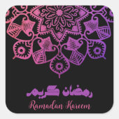 Ramadan Kareem Islamisches Motiv rosa und schwarz Quadratischer Aufkleber (Vorderseite)