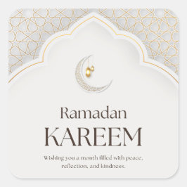 Ramadan Kareem Lantern & Crescent Art Quadratischer Aufkleber