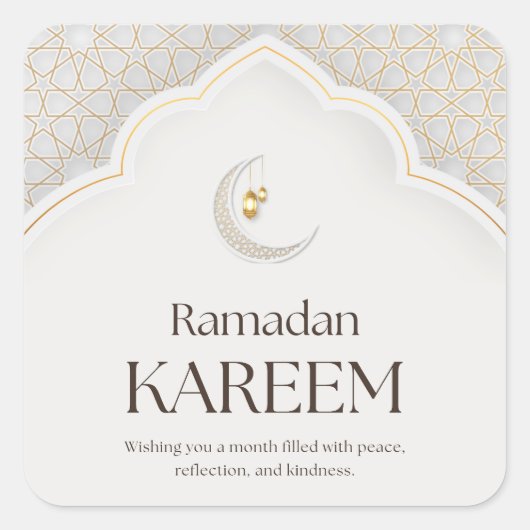 Ramadan Kareem Lantern & Crescent Art Quadratischer Aufkleber (Vorderseite)