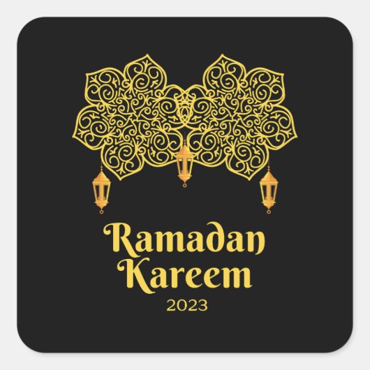 Ramadan Kareem Meaning - Eid Mubarak 2023 Quadratischer Aufkleber (Vorderseite)