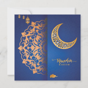 Ramadan Kareem Mubarak Blue & Golden 4 Feiertagskarte