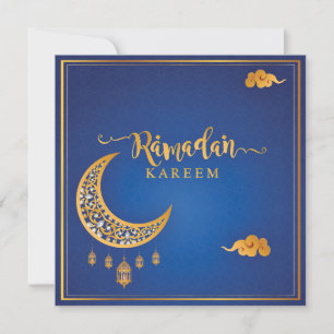 Ramadan Kareem Mubarak Blue & Golden II Feiertagskarte