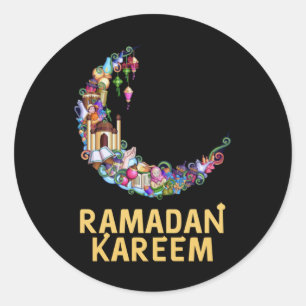 Ramadan Kareem Mubarak Fasting Moon Runder Aufkleber