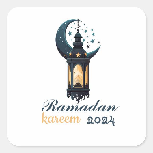 Ramadan Kareem Mubarak Lantern ramadan 2024 Quadratischer Aufkleber (Vorderseite)