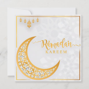 Ramadan Kareem Mubarak White & Golden 1 Feiertagskarte
