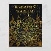 Ramadan Kareem Postkartengold auf schwarz Postkarte (Vorderseite)