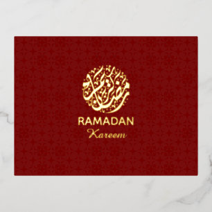 Ramadan Kareem Rot & Gold Folienpostkarte Elegant  Folien Feiertagspostkarte