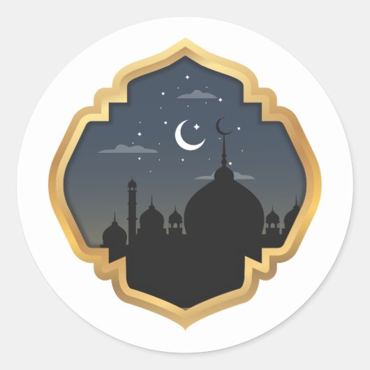 Ramadan Kareem Round Sticker, Glossy Classic Round Runder Aufkleber (Vorderseite)