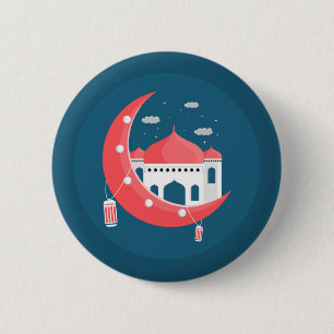 Ramadan Kareem Typografie Islamischer Crescent Tex Button