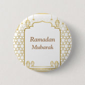 Ramadan Kareem Typografie Islamischer Crescent Tex Button (Vorderseite)
