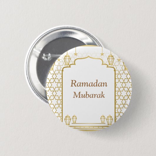 Ramadan Kareem Typografie Islamischer Crescent Tex Button (Vorne & Hinten)