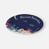 Ramadan Kareem Typografie Islamischer Crescent Tex Pappteller (Schrägansicht)