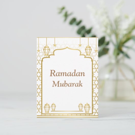 Ramadan Kareem Typografie Islamischer Crescent Tex Postkarte (Stehend Vorderseite)