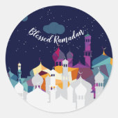 Ramadan Kareem Typografie Islamischer Crescent Tex Runder Aufkleber (Vorderseite)