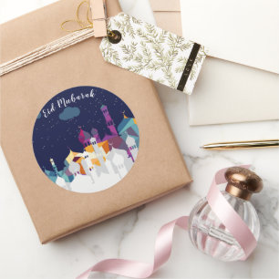 Ramadan Kareem Typografie Islamischer Halbmond Tex Runder Aufkleber