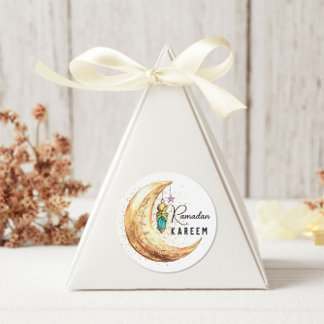 Ramadan Kareem Watercolor Crescent Moon Runder Aufkleber