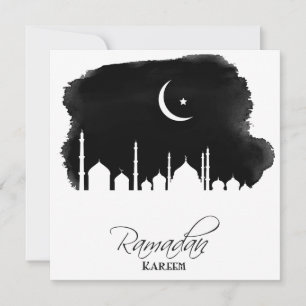Ramadan Kareem Watercolor Mosque Feiertagskarte