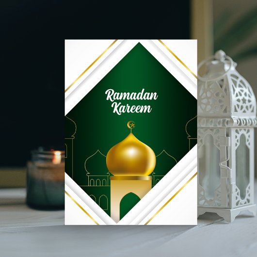 Ramadan Kareem | White Modern Frame Grußkarte Einladung