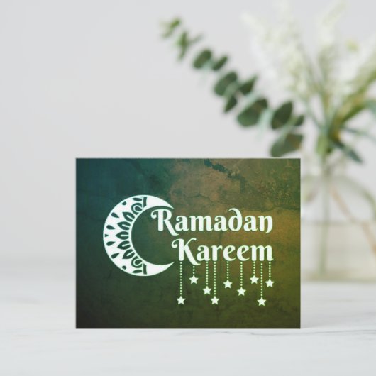 Ramadan Kareen Moon and Stars Postkarte (Stehend Vorderseite)