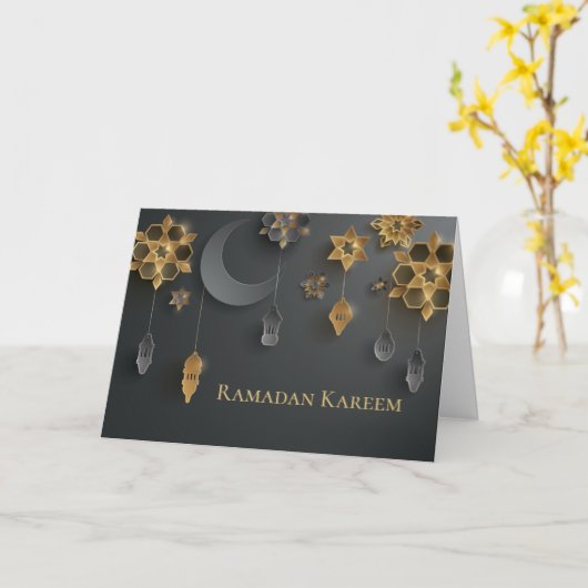Ramadan Lanterns, Mond, Blume, schwarz Karte (Gelbe Blume)