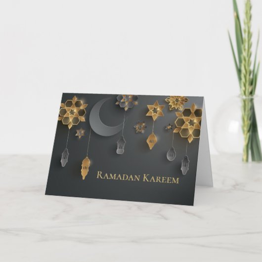Ramadan Lanterns, Mond, Blume, schwarz Karte (Vorderseite)