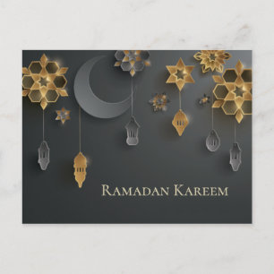 Ramadan Lanterns, Mond, Blume, schwarz Postkarte