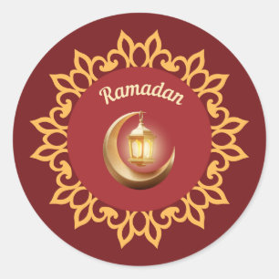 Ramadan-Laterne & Halbmond Premium-Aufkleber – Isl Runder Aufkleber
