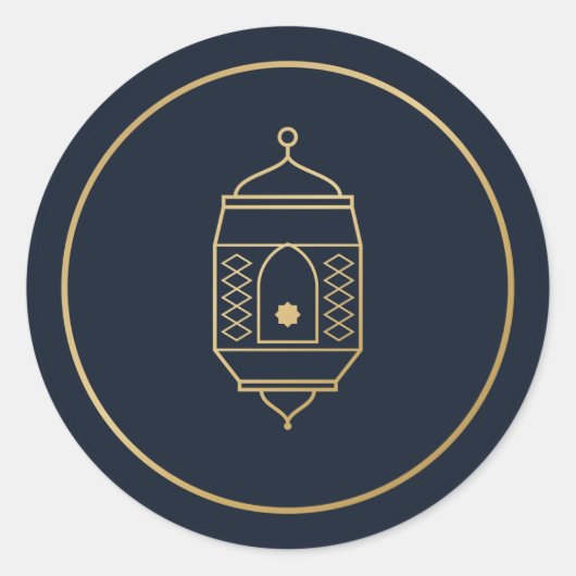 Ramadan-Laterne Navy Gold Aufkleber (Vorderseite)