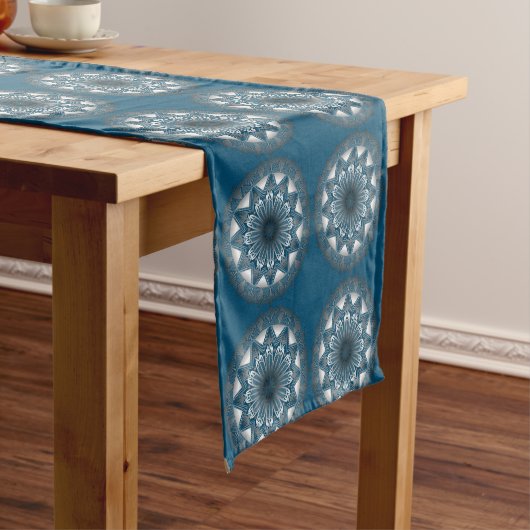 Ramadan Mandala Blue Gray Table Runner Kurzer Tischläufer (Beispiel)