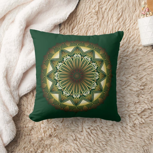 Ramadan Mandala Dark Green Throw Kissen (Decke)