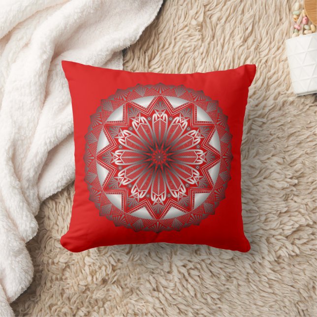 Ramadan Mandala Red Throw Pillow Kissen (Decke)