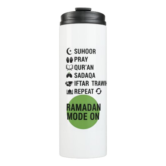 Ramadan Mode On,Islamic Fasting Activities List, Thermosbecher (Vorderseite)
