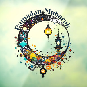 Ramadan Moon im Stile Pollock Fensteraufkleber