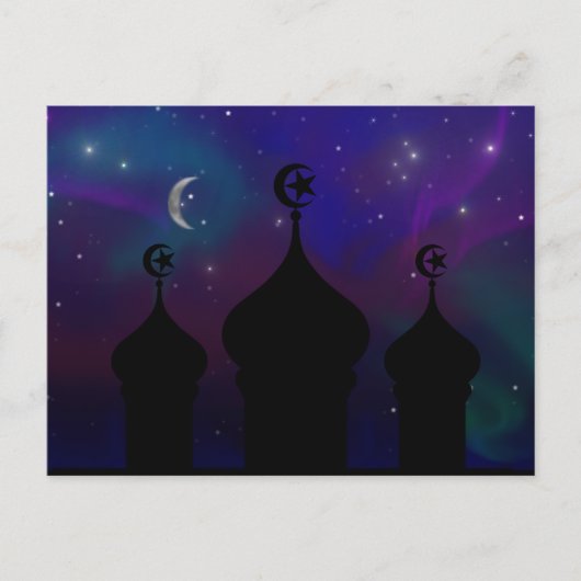 Ramadan Moschee mit Magischer Night Sky Postkarte (Vorderseite)