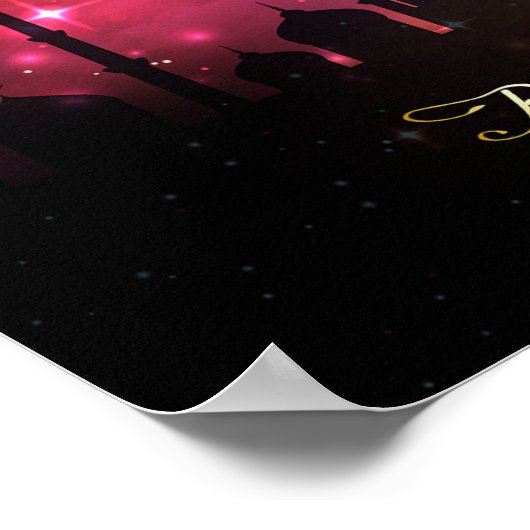 Ramadan Moschee Pink Sunset Poster (Ecke)