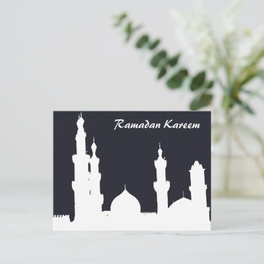 Ramadan Mosque Black Postcard Postkarte (Stehend Vorderseite)