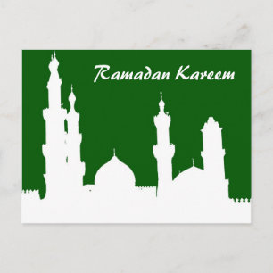 Ramadan Mosque Green Postcard Postkarte