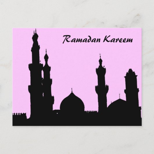 Ramadan Mosque Pink Postcard Postkarte (Vorderseite)