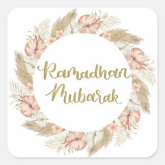 Ramadan Mubarak 3 Quadratischer Aufkleber