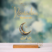 Ramadan Mubarak Acryl-Schild mit Halbmond Acrylschild (Neutral)