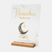 Ramadan Mubarak Acrylic Sign with Crescent Moon Acrylschild (Winkel)