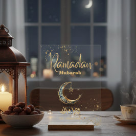 Ramadan Mubarak Acrylic Sign with Crescent Moon Acrylschild