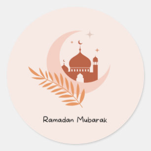 Ramadan Mubarak Boho Moon & Mosque Runder Aufkleber