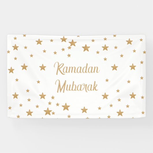 Ramadan Mubarak Gold Star Glitzer Sparkle Dekorati Banner (Horizontal)